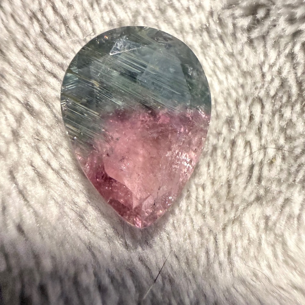 Bi Color Fluorite Faceted Crystal Pink Green‎ Mini Natural Stone